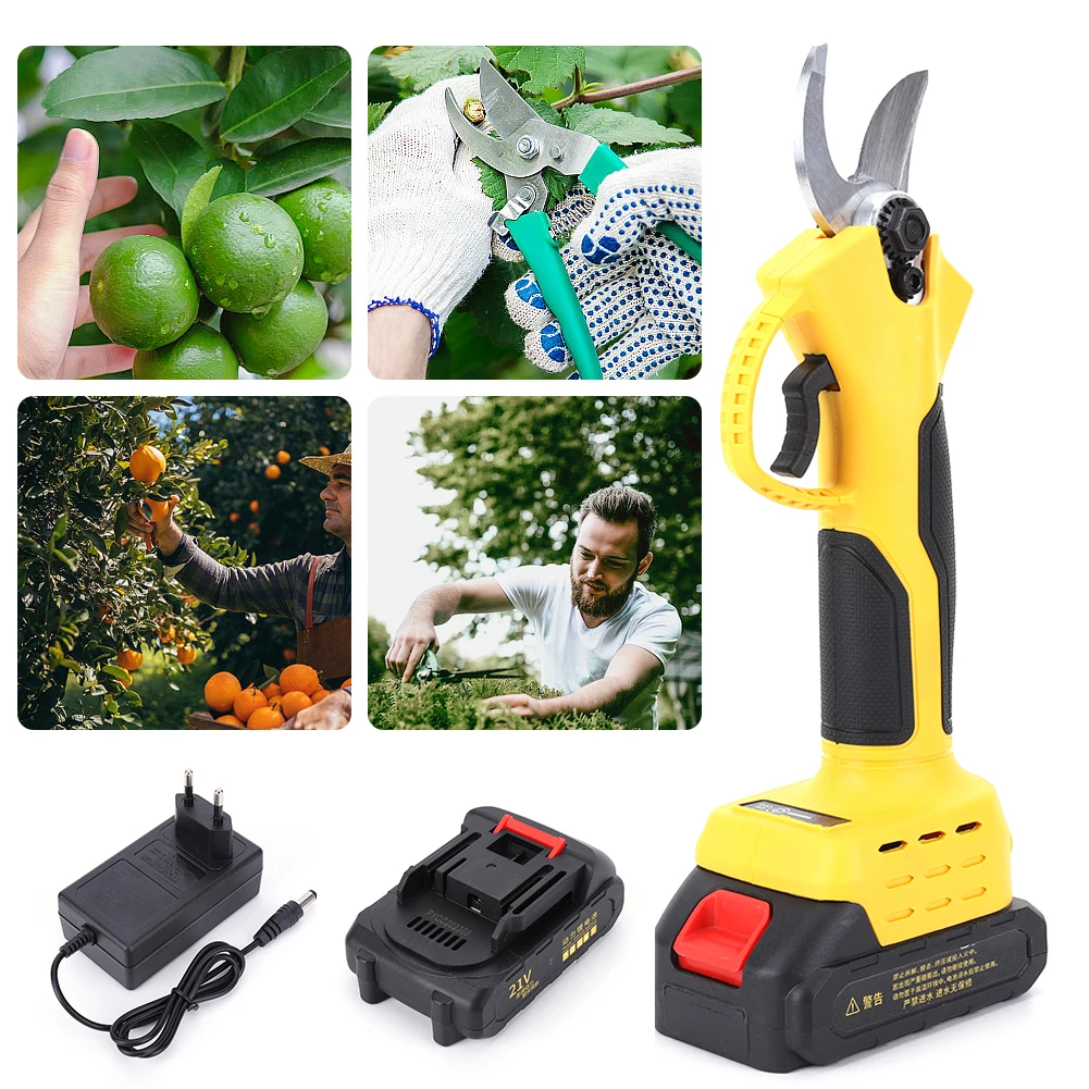 Cordless Electric Pruner Electric Pruning Shears Non-Slip Rechargeable Cordless Tree Pruner 40 Mm Pruner Heavy Duty Power Pruner