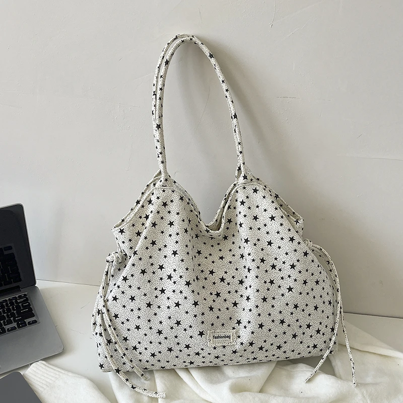 Large Capacity Tote Bag Women's Shoulder Bag Commuter Soft Drawstring Handbag Stylish Autumn Collection