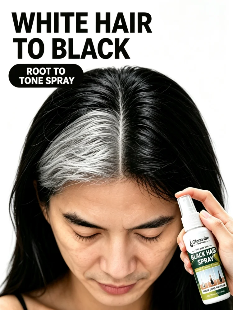 Multi-Effect Upgrade Black Hair Product Natural Darkening Serum Spray Quick Result Root Concealer Hair Treatment