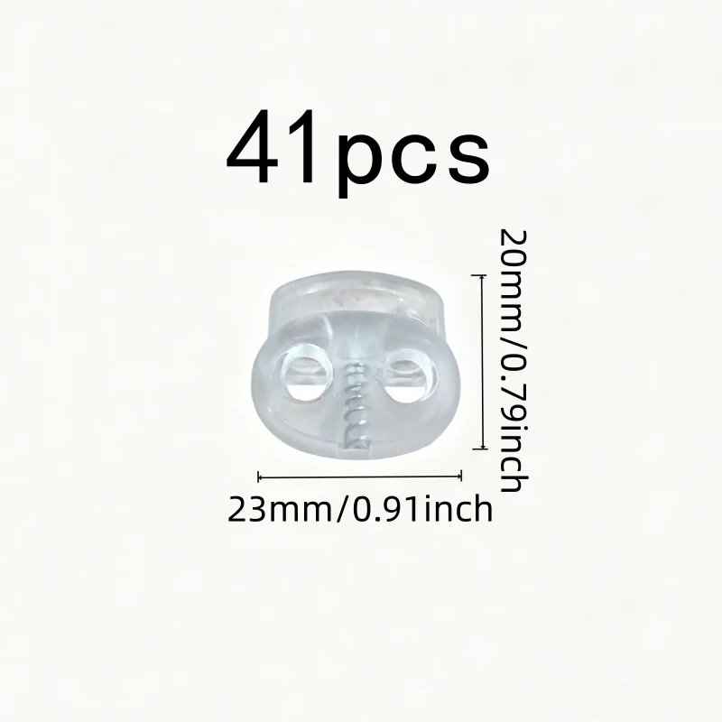 41 pcs 20mm Toggle Cord Fasteners with Universal Drawstring Fit, ideal for Bag String Clips and Bag String Clips