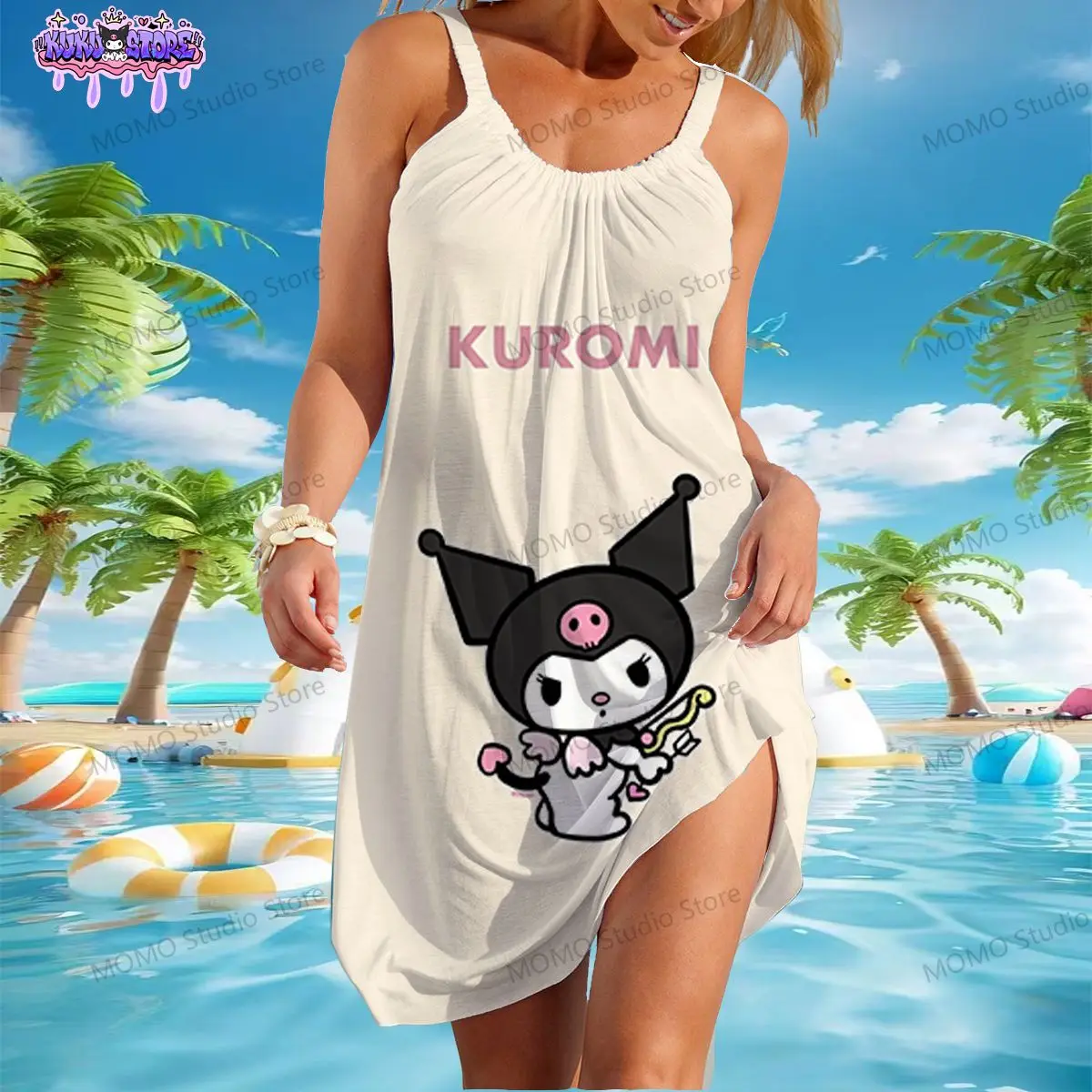 Kuromi-vestido playero de una pieza para mujer, ropa juvenil, S-3XL, bohemio, Sanrio, 2024