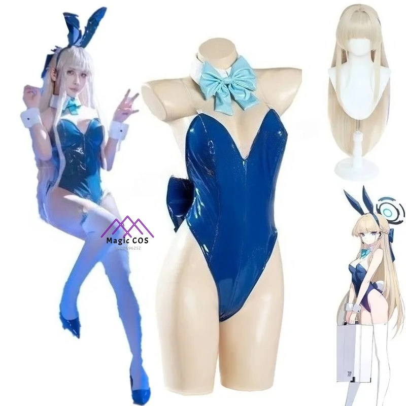 

Game Blue Archive Asuma Toki Cosplay Costume Bunny Girls Sexy Jumpsuit Cute Rabbit Ears Halloween Christmas Party Bodysuit Wig