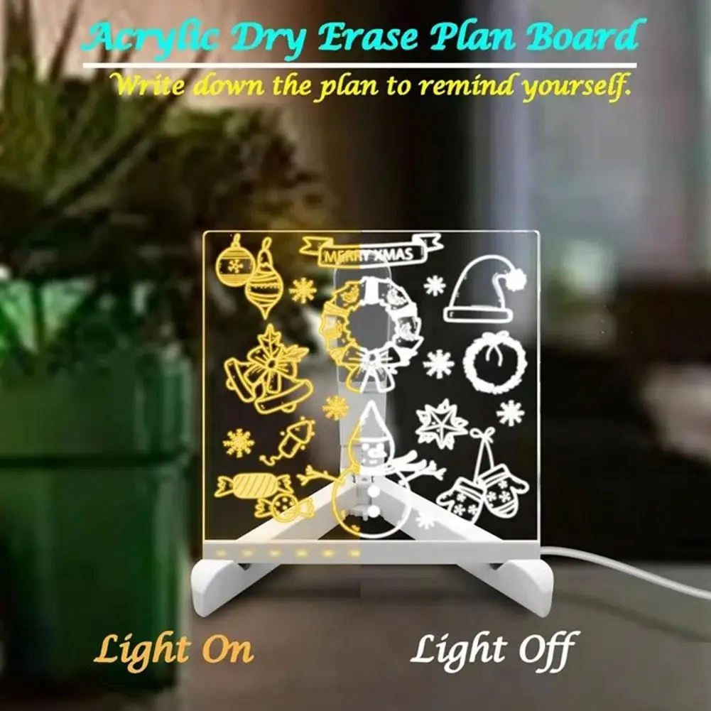 Tablero de escritura acrílico luminoso Led borrable, tablero de mensajes, cartelera artesanal, tablero de exhibición, tablero fluorescente para niños D1r1