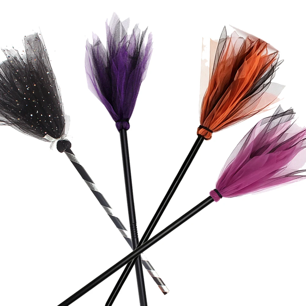 Halloween Witch Cosplay Props Set with Black Magic Hat and Flying Broomstick description 6