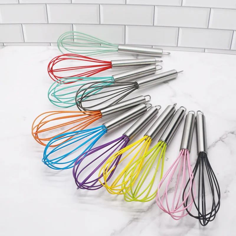 10-inch manual silicone egg beater stainless steel handle egg mixer household egg beater manual milk foamer