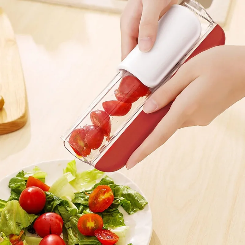 Tomato Grape Cherry Slicer Fruit Vegetable Salad Manual Slicer, Fruit and Vegetable Tool Kitchen Gadget, Progressive Zip Slicer