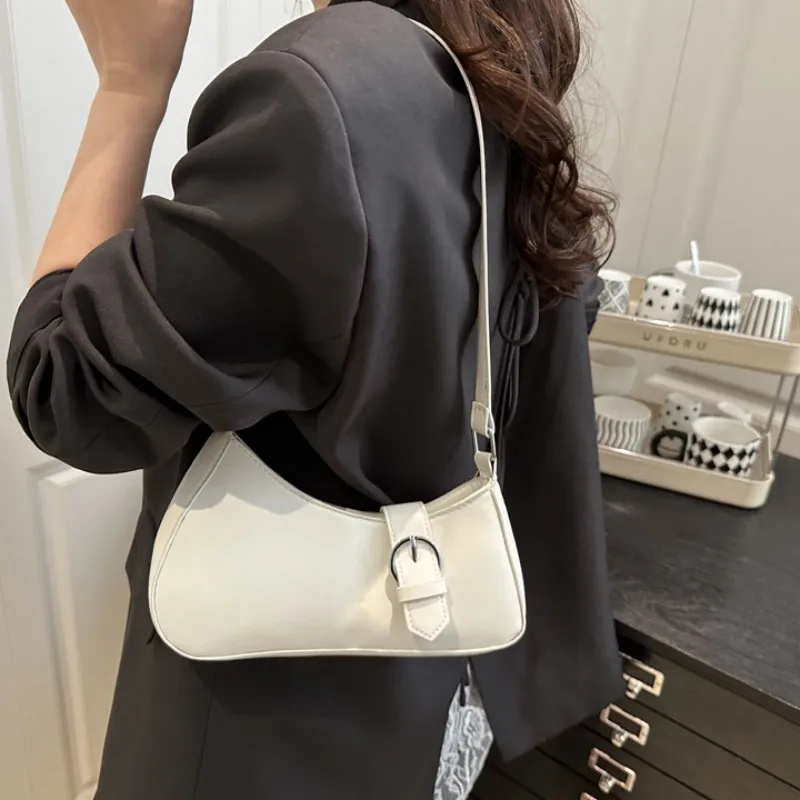 

Women's Shoulder Bag Solid Color Vintage Small Handbag Trend Simple Underarm Bag Leisure Commuting Ladies Elegant Hobos Bag
