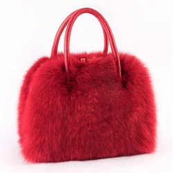 New Women's Clothing Designer Brand Luxury Fox Hair Large Capacity Fashion High-end Handbag Charm Women's Fur Bag 2023