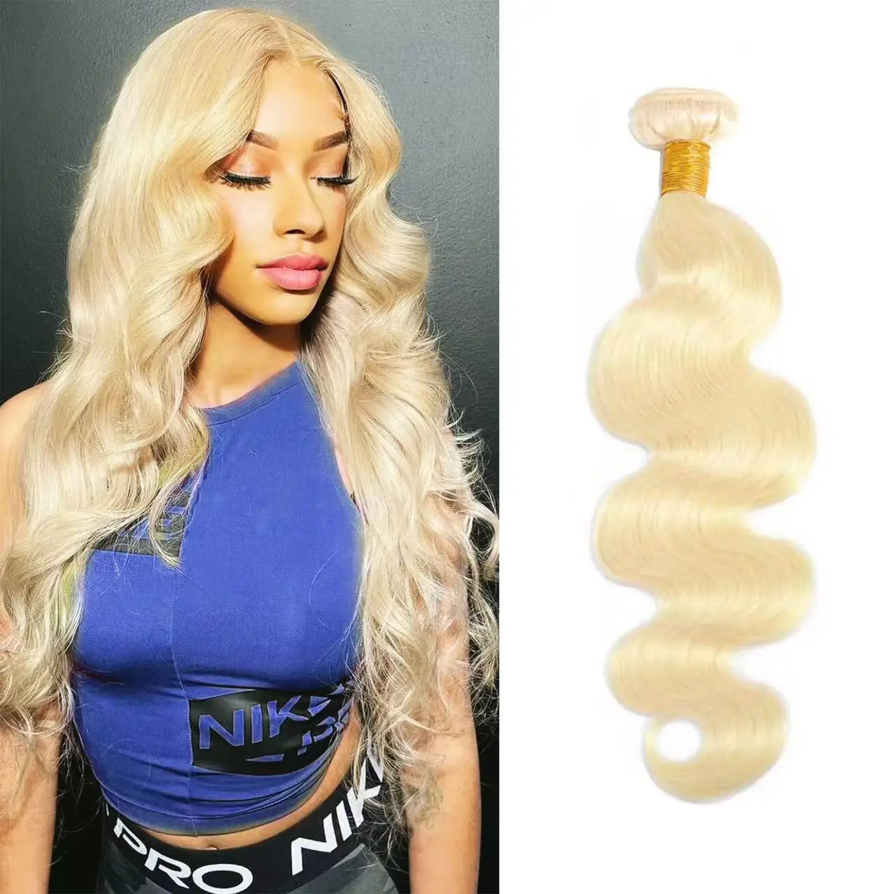 613 Bundles Blonde Human Hair Body Wave Single Bundle 1 Bundle 100% Urocessednp Brazilian Virgin Human Hair Bundles 613 Human Ha