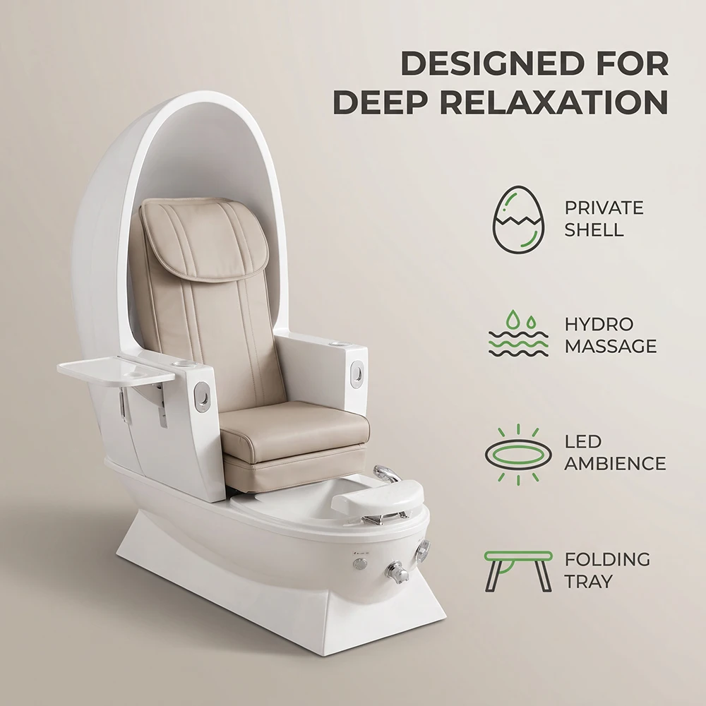 High-End Electric Pedicure Chair with Foot Bath Basin Luxury Manicure Spa Station for Beauty Salon image 2