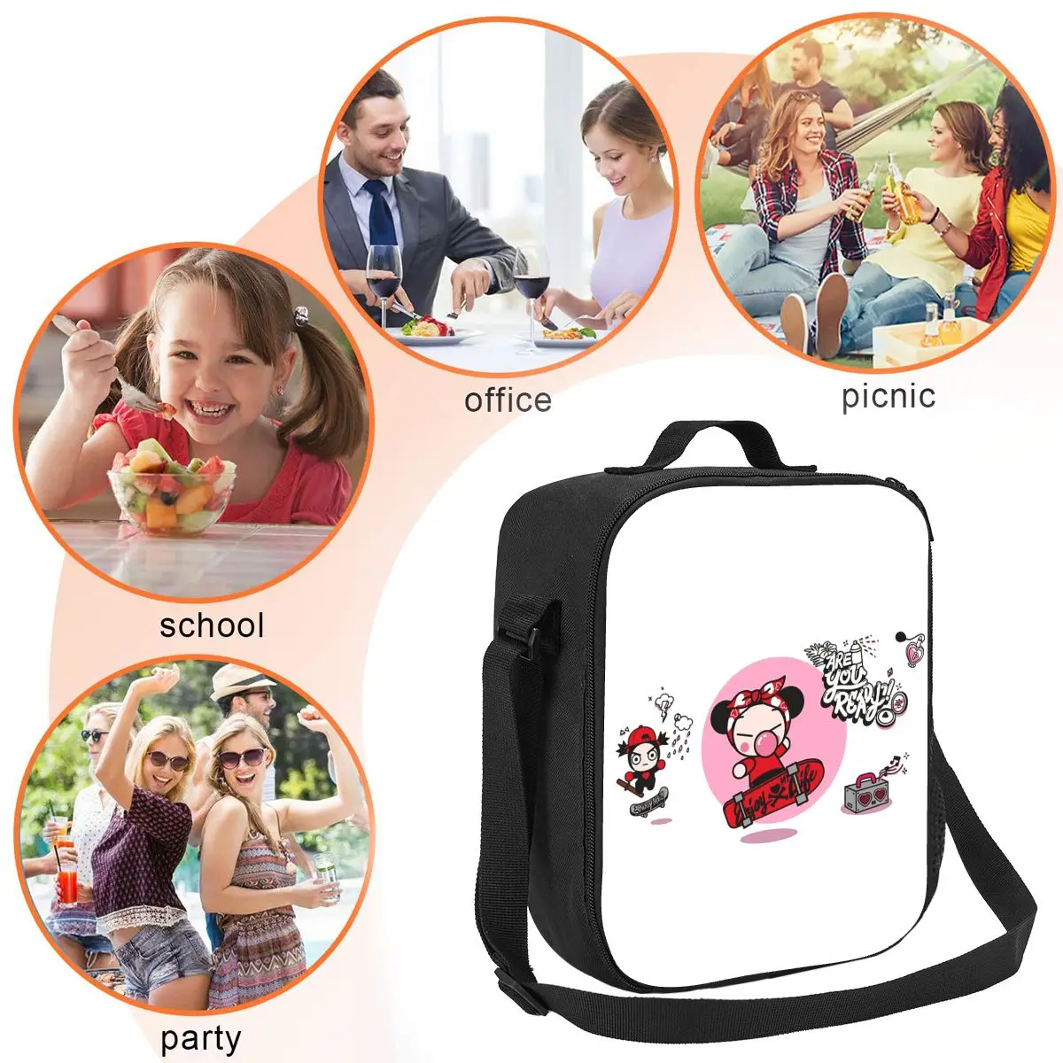 حقيبة غداء معزولة من كارتون بوكا للنساء والأطفال، صناديق طعام محمولة، حقيبة غداء حرارية