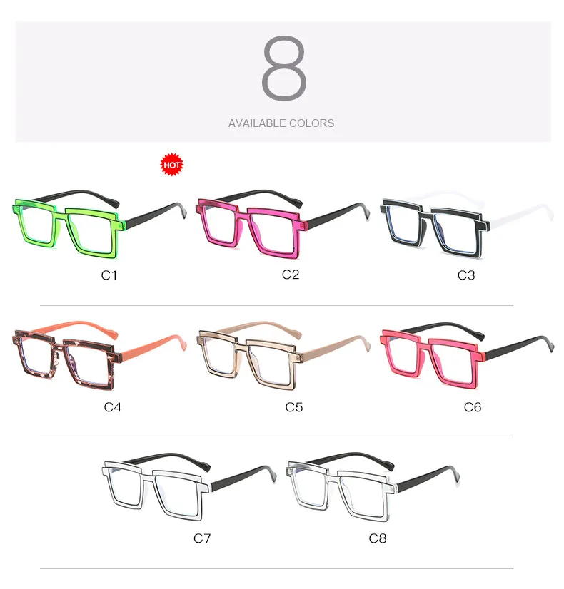 Luxus Designer Mode unregelmäßige quadratische Brille Rahmen Neon Brillen fassungen Unisex Anti Blaulicht Lese Presbyopie Brille – Detail 21