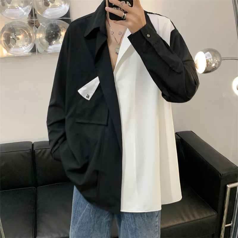 

2024 Men's Single-breasted Shirts with Long Sleeves Classic Comfortable Casual Loose Blouses Korean Fashion Tops Clothing N61