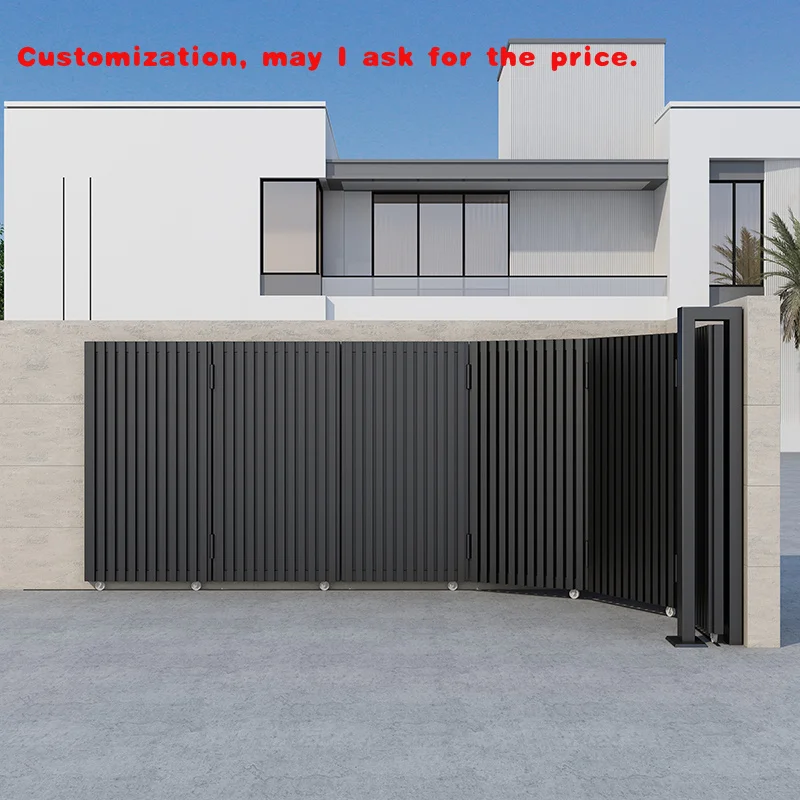 Custom.JHR الراقية سبائك الألومنيوم الذكية انزلاق الباب فناء سياج خارجي قابل للسحب بوابة دوران التلقائي