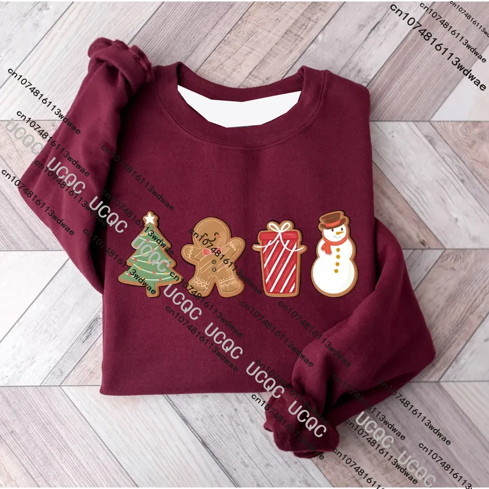 ​ Yuletide لطيف الزنجبيل الكوكيز البلوز المرأة عيد الميلاد البلوز عيد ميلاد سعيد زوجين تبادل الهدايا ​   عطلة سعيدة