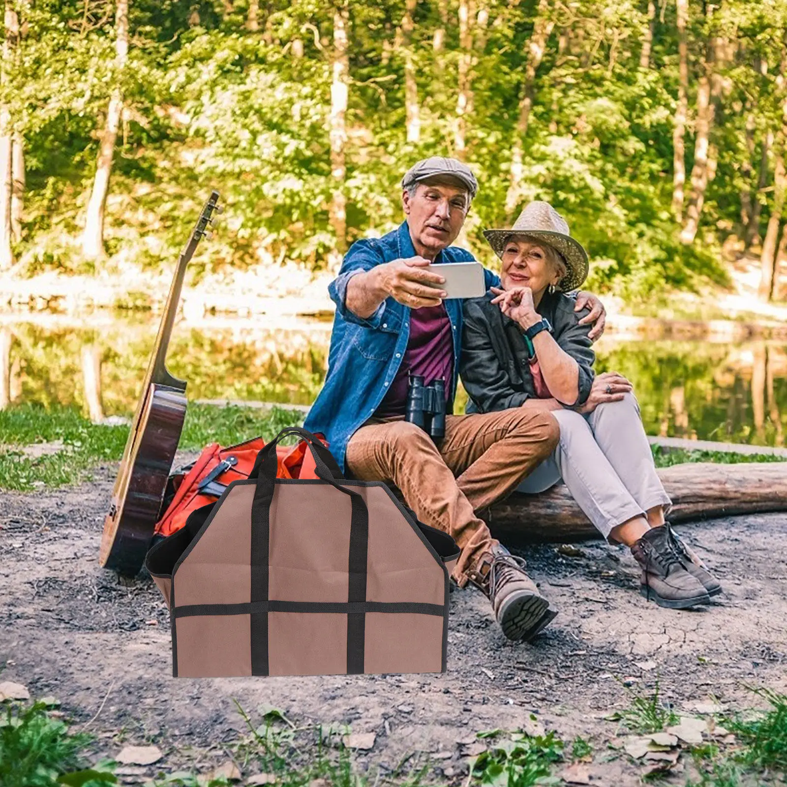 

Сумка-переноска для дров, 1 шт., сверхпрочная, складная, для хранения дров для камина, дубовых и кленовых бревен, большая вместимость, для сада и двора