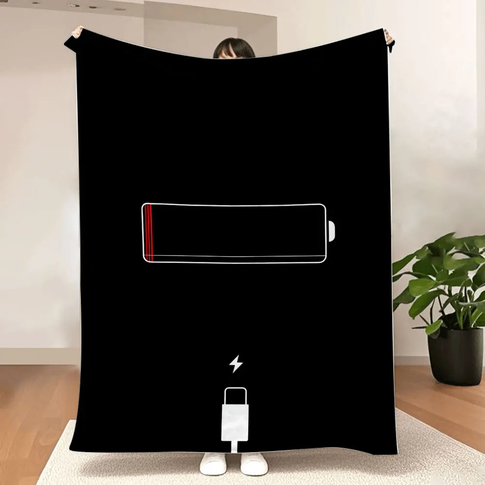 Minimalistische schwarz-weiße Decke – weicher, gemütlicher Überwurf, ideal für Schlafzimmer, Wohnheime oder als stilvolles Geschenk für Technik-Enthusiasten.