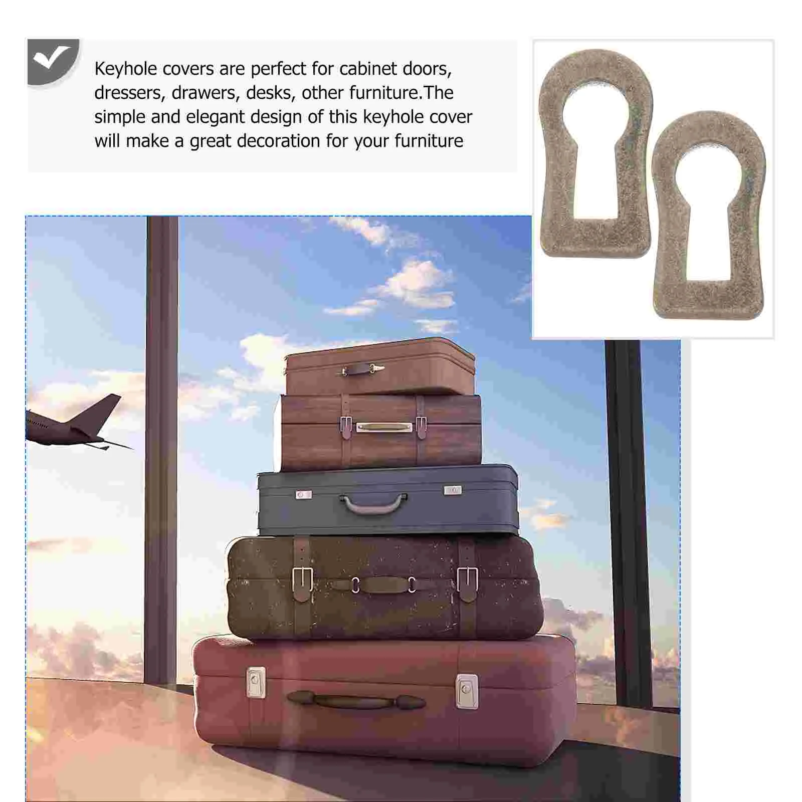 10 Pcs Copper Oval Keyhole Cover 22x12x7MM Furniture Hardware Decorative Plate For Doors Drawers Cabinets