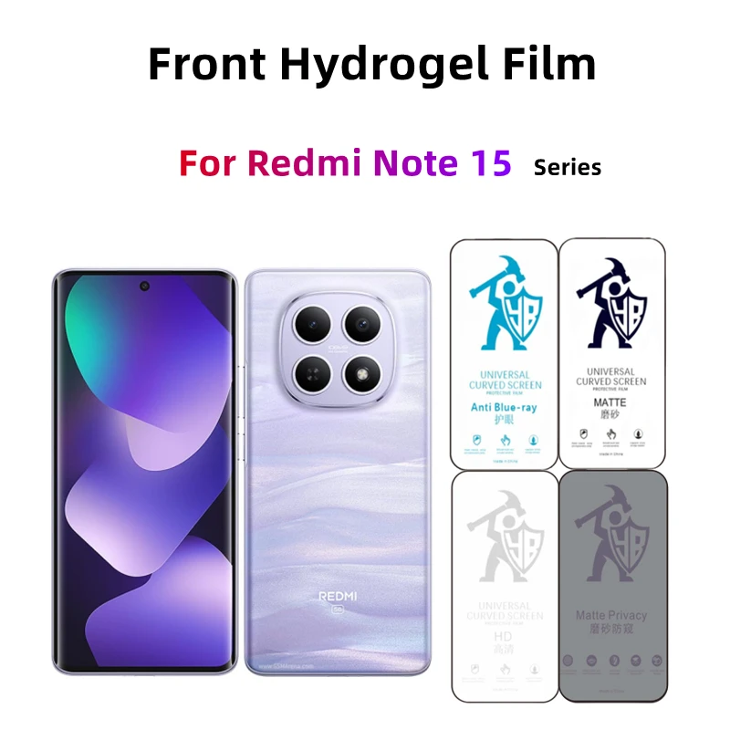 

2 шт. матовая гидрогелевая пленка для Redmi Note 15, HD защитная пленка для экрана Redmi Note 15 Pro Plus, защитная пленка для глаз с защитой от шпионажа