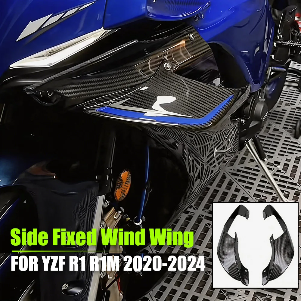 Side Flank For YZF-R1 R1M 2020-2024 Winglet Aerodynamic Wing Deflector Spoiler Modified parts Motorcycle Fairing Side GP WING