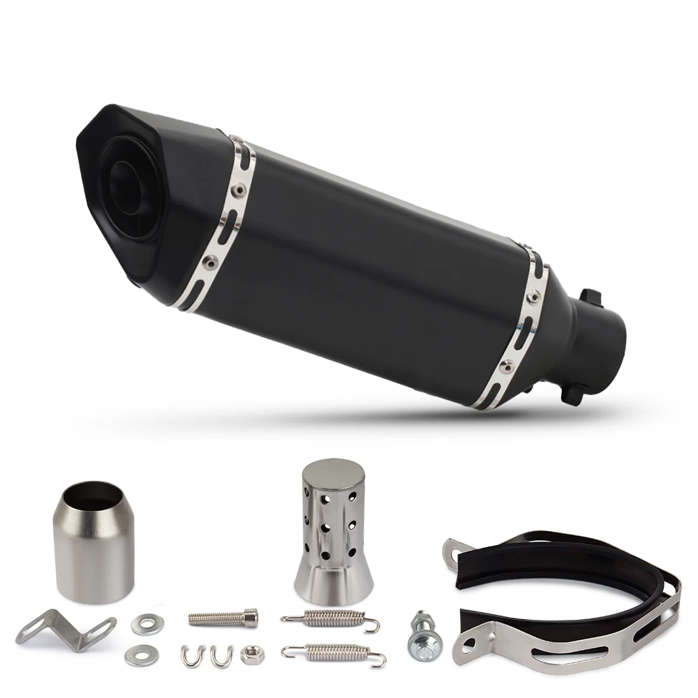 370mm Motorcycle Exhaust Silencer Modify Round Tail Hexagon Muffler with DB Killer For GSR400 ninja650 xmax125 450SR R25 CB500F