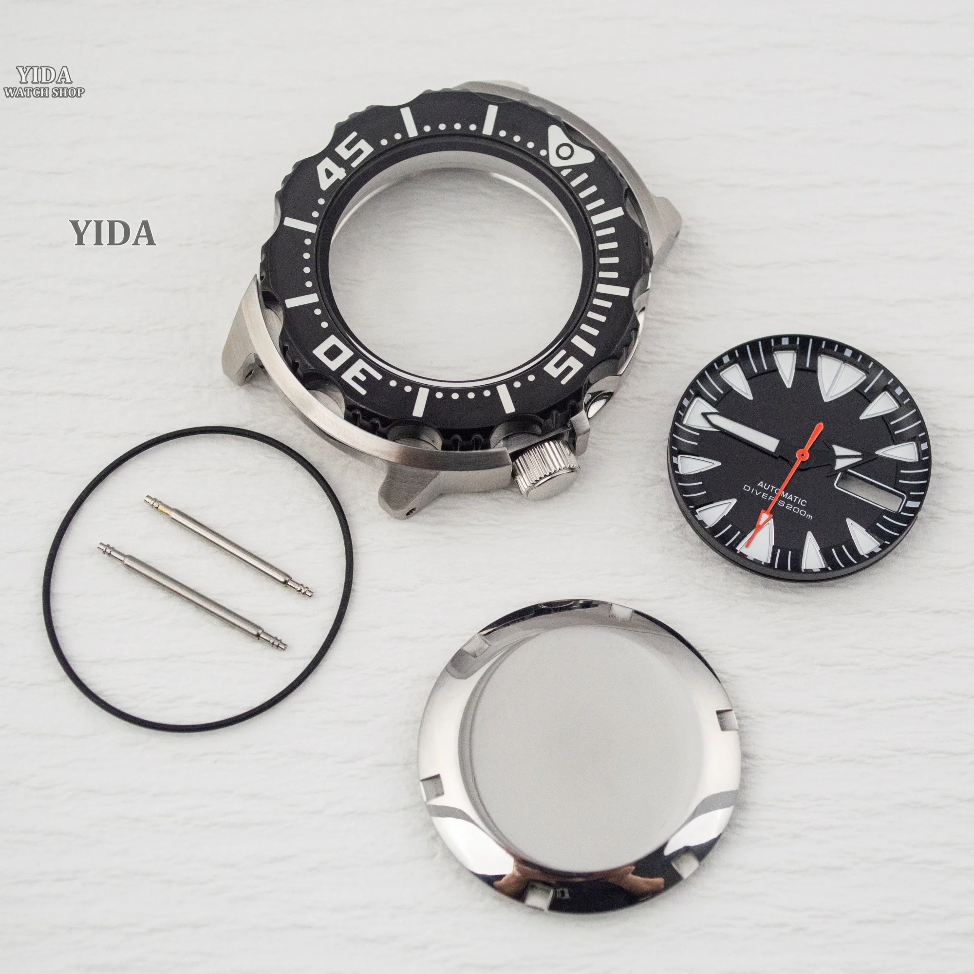 

for Monster Case Stainless Steel 20ATM Waterproof NH36 Case Dial 28.5mm Green Luminous Face Hands for NH36A/4R Movement Parts