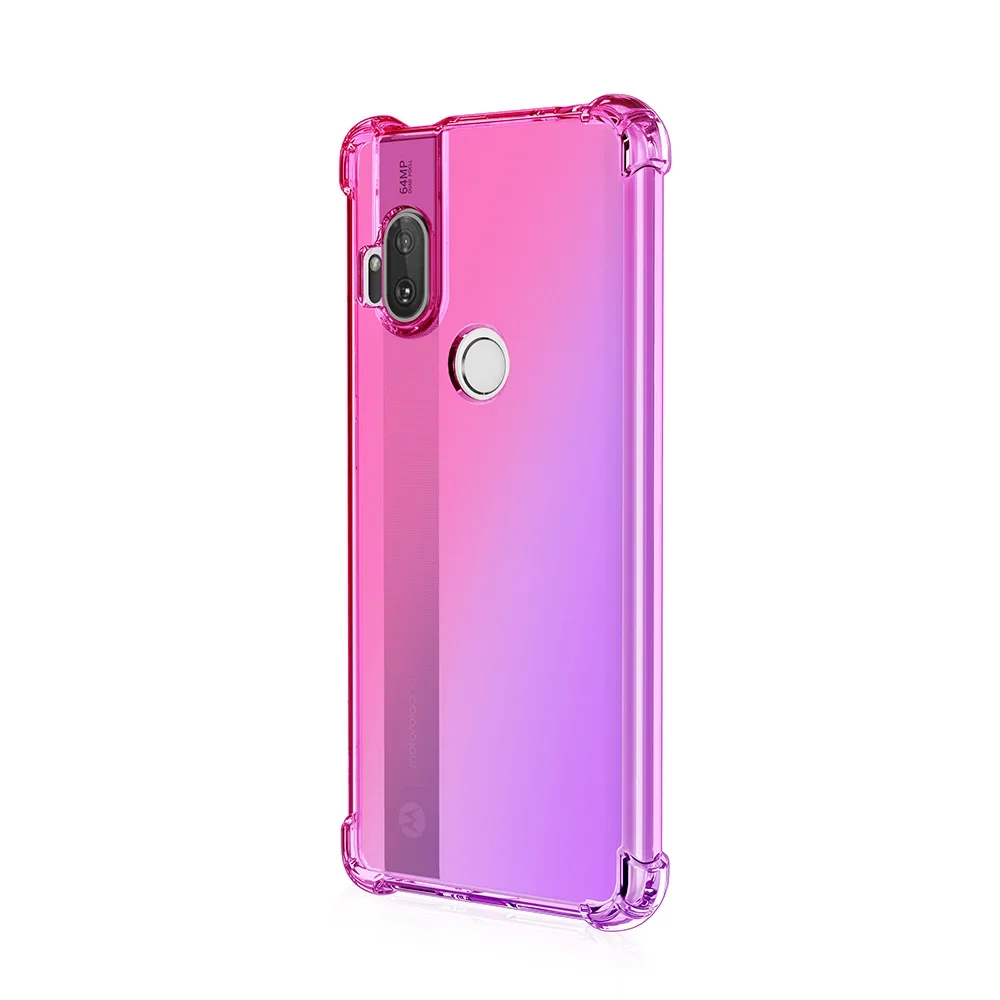 Moto One Hyper Gradient Half Transparent Phone Case For Moto One Hyper Ultra Rainbow Airbag Shockproof Protective Cover Funda