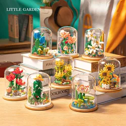 Small Particle Rose Chrysanthemum Potted Bouquet Building Blocks Children's Toys Home Decoration Puzzle Flower Block Toy