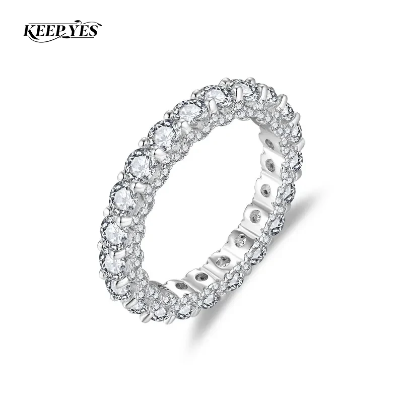 KEEP YES Total 2.7ct 3.0mm Fully Round Moissanite Diamond Eternity Rings for Women 925 Sterling Silver Sparkling Wedding Band