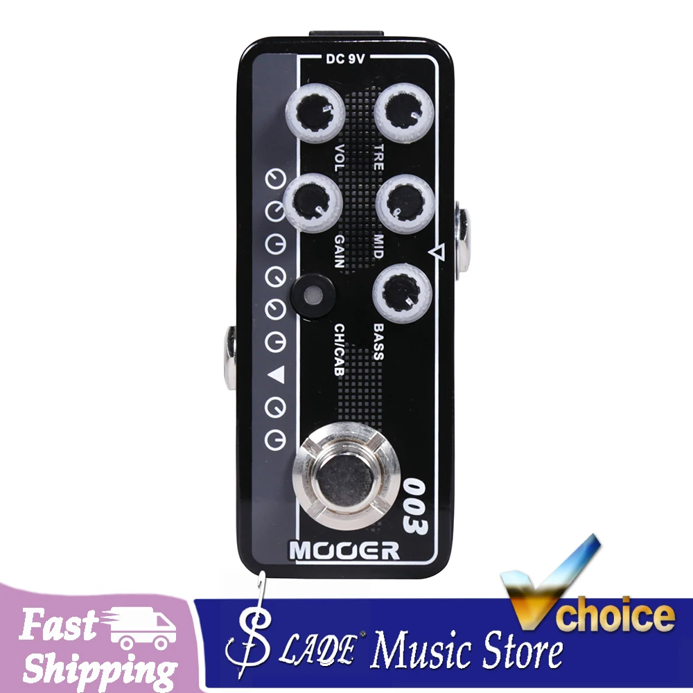 MOOER 003 Power-Zone Digital Preamp Pedal – Dual-Channel Micro Preamp with 3-Band EQ Cab Sim On/Off & True Bypass Pedal