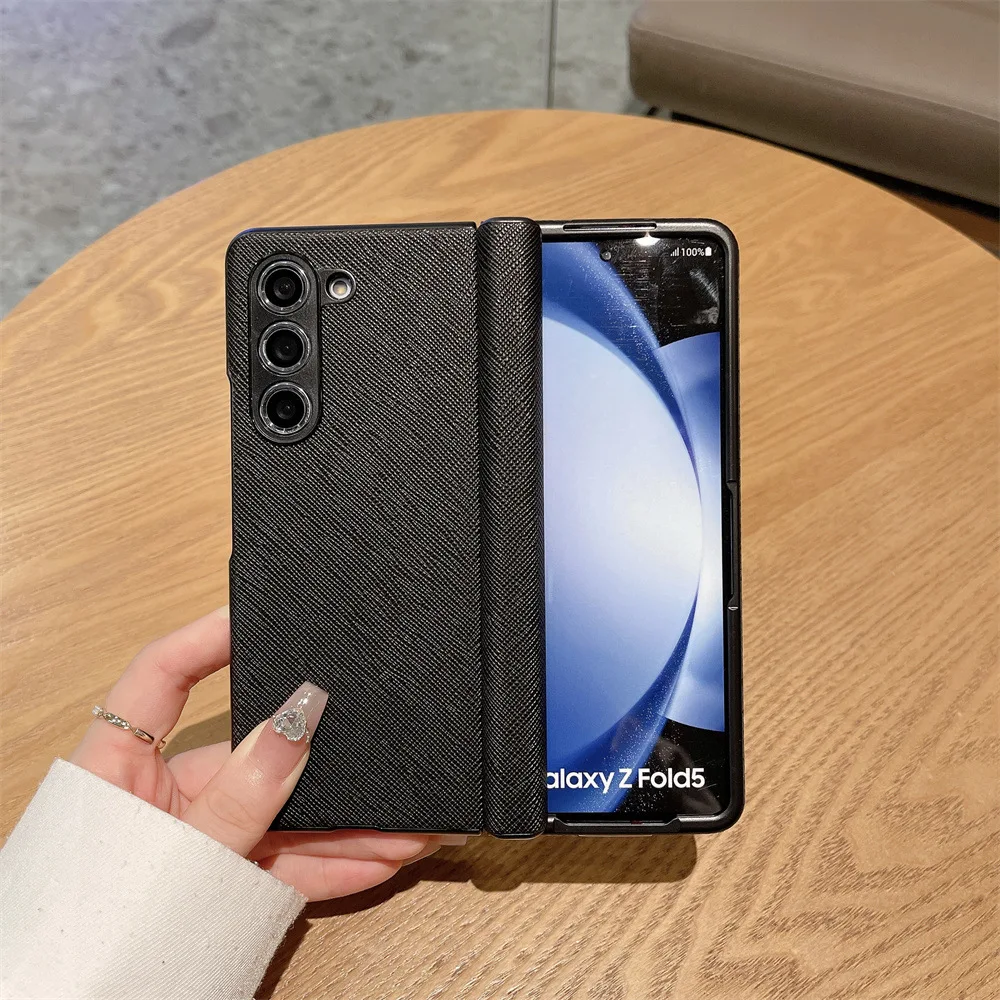 حافظة واقية فاخرة مفصلية لهاتف سامسونج Z Fold 5 ، حافظة جلدية شاملة ، حافظة خفيفة الوزن لهاتف جالاكسي Z Fold5