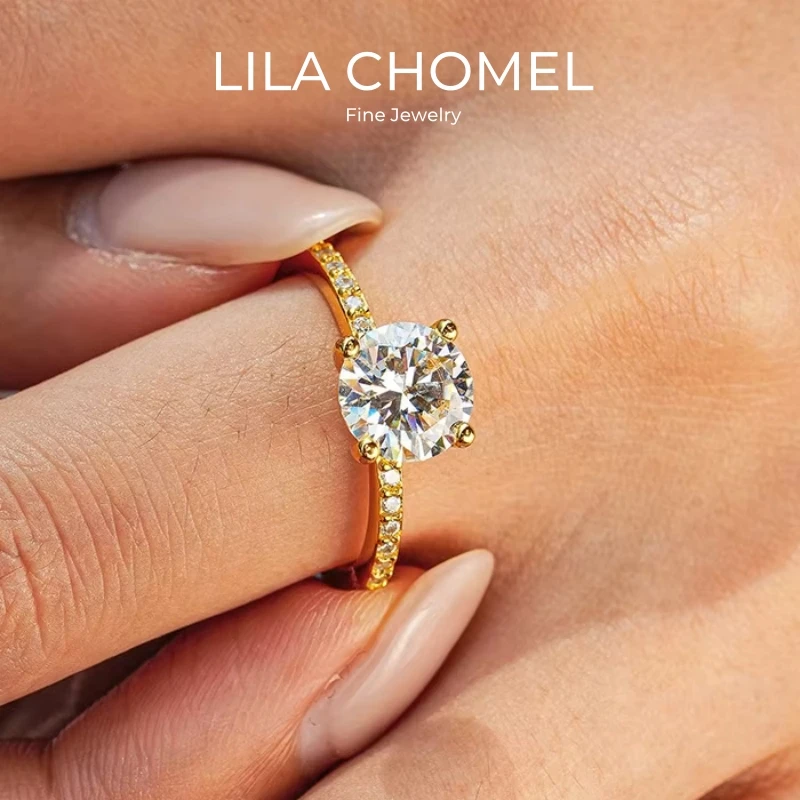 

Обручальное кольцо из золота 18 карат, женские обручальные кольца 1/2 карата вокруг муассанита с бриллиантами, подруги, любовнику на день рождения, Рождественский подарок для дочери