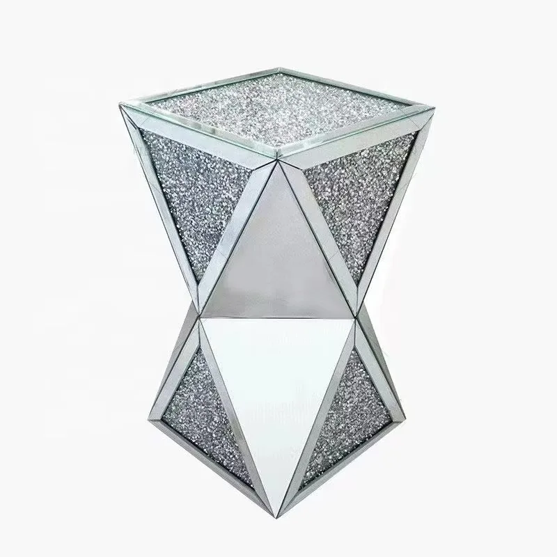 Modern light luxury silver bedside table wooden bedside table