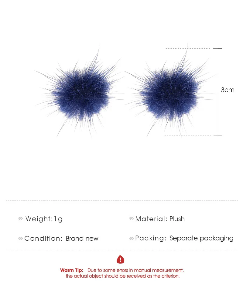 Women\'s Fashion Furry Fluffy Ball Stud Earrings Girls Trendy Sweet Pom Ball Soft Pom Pom Ear Stud Jewelry Women Accessories