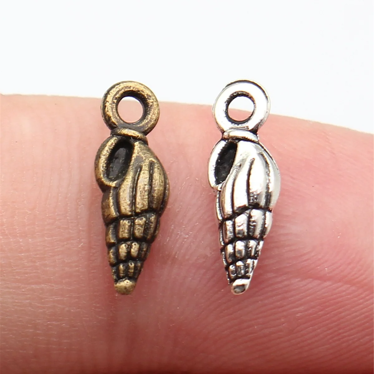 WYSIWYG 20 pièces 5x14mm 2 couleurs Bronze antique Argent antique Breloques coquillages pour la fabrication de bijoux DIY