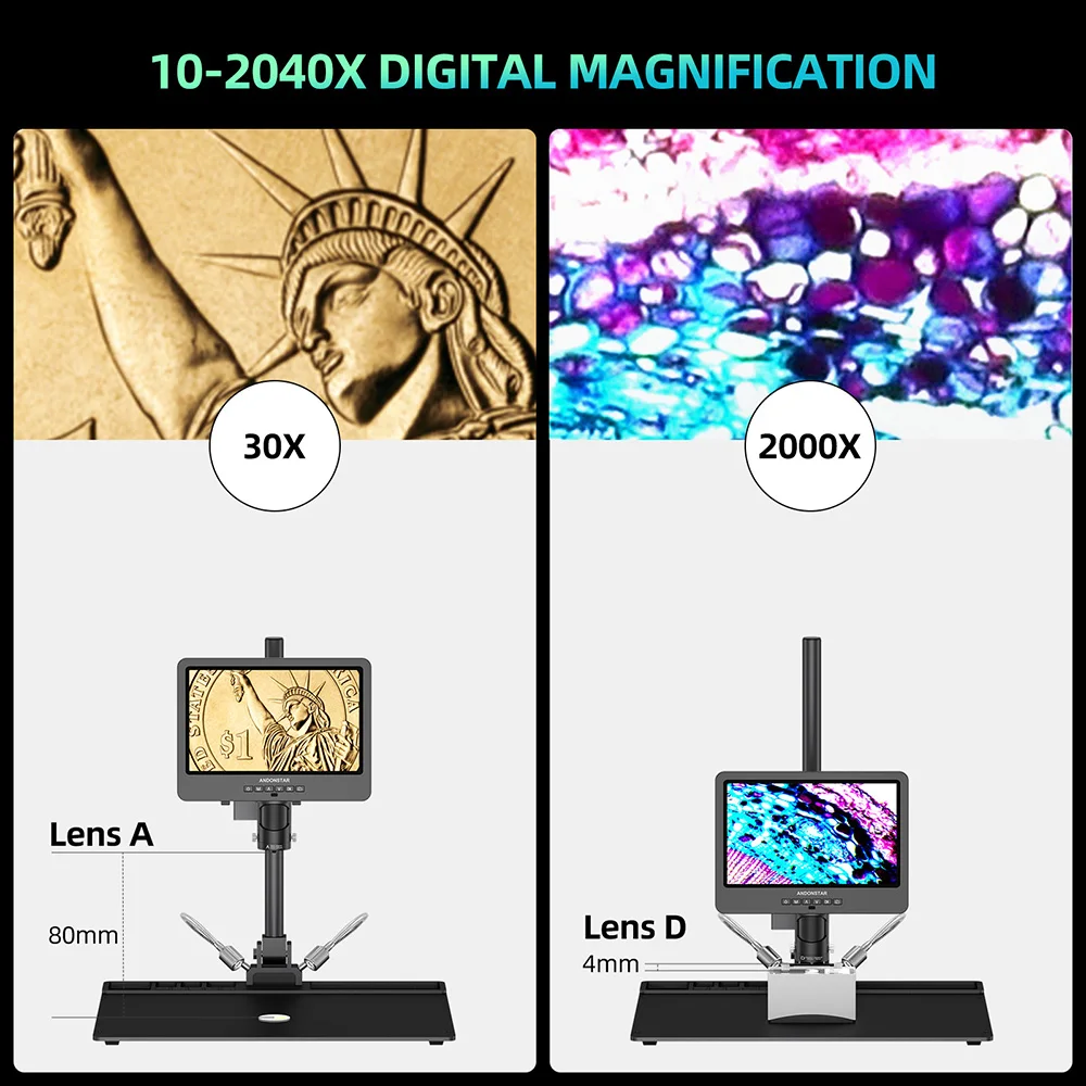 Andonstar Trinocular AD249SM-Max HDMI Digital Microscope 2000X 10.1\