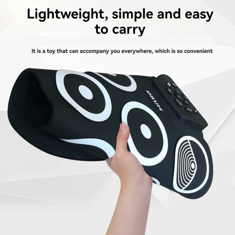 Electronic Drum Set Hand-Rolled Drum 9-Pad MIDI Interface Supports Games Portable Drum Set with Drumsticks Pedals-ABLA