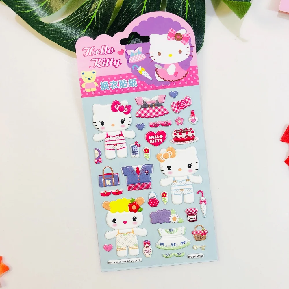 Véritable Sanrio faire un visage Puzzle autocollants Hello Kitty bricolage dessin animé décalcomanies jouets assembler Puzzle fête décoration filles cadeaux