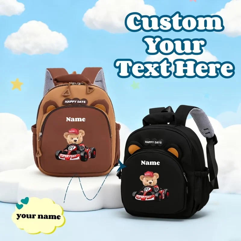 

Настраиваемый универсальный повседневный рюкзак для школы с принтом в виде плюшевого мишки, большой вместимости, подходит для мальчиков и девочек.