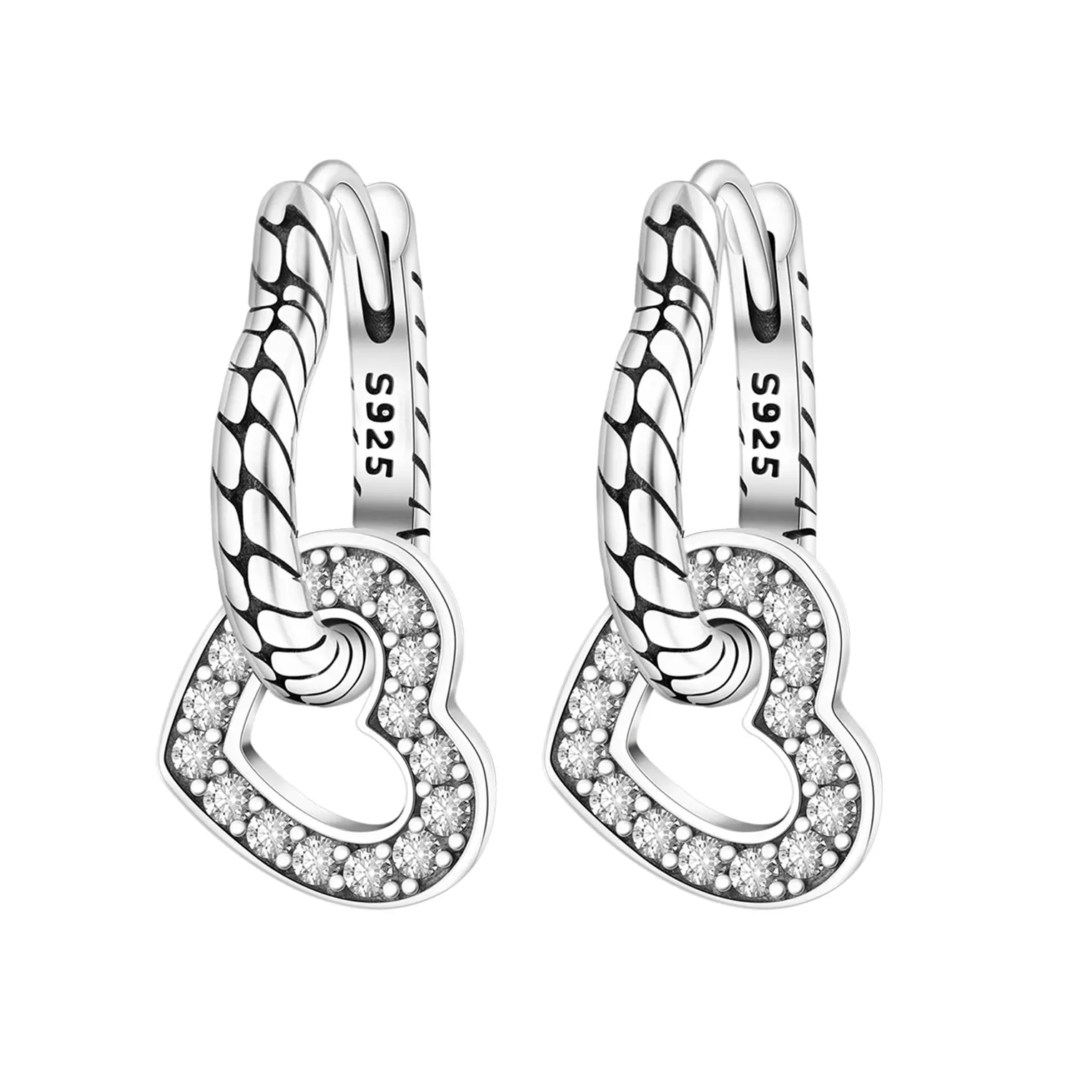 CYCUFF 925 Sterling Silver Heart Shaped Snake Pattern Drop Earrings Women Earrings Charm Fashion Versatile Party Jewelry Gifts