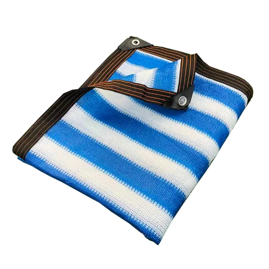 Blue White Stripes Sun Shade Net Awning Swimming Pool Shade Cover Shading Net