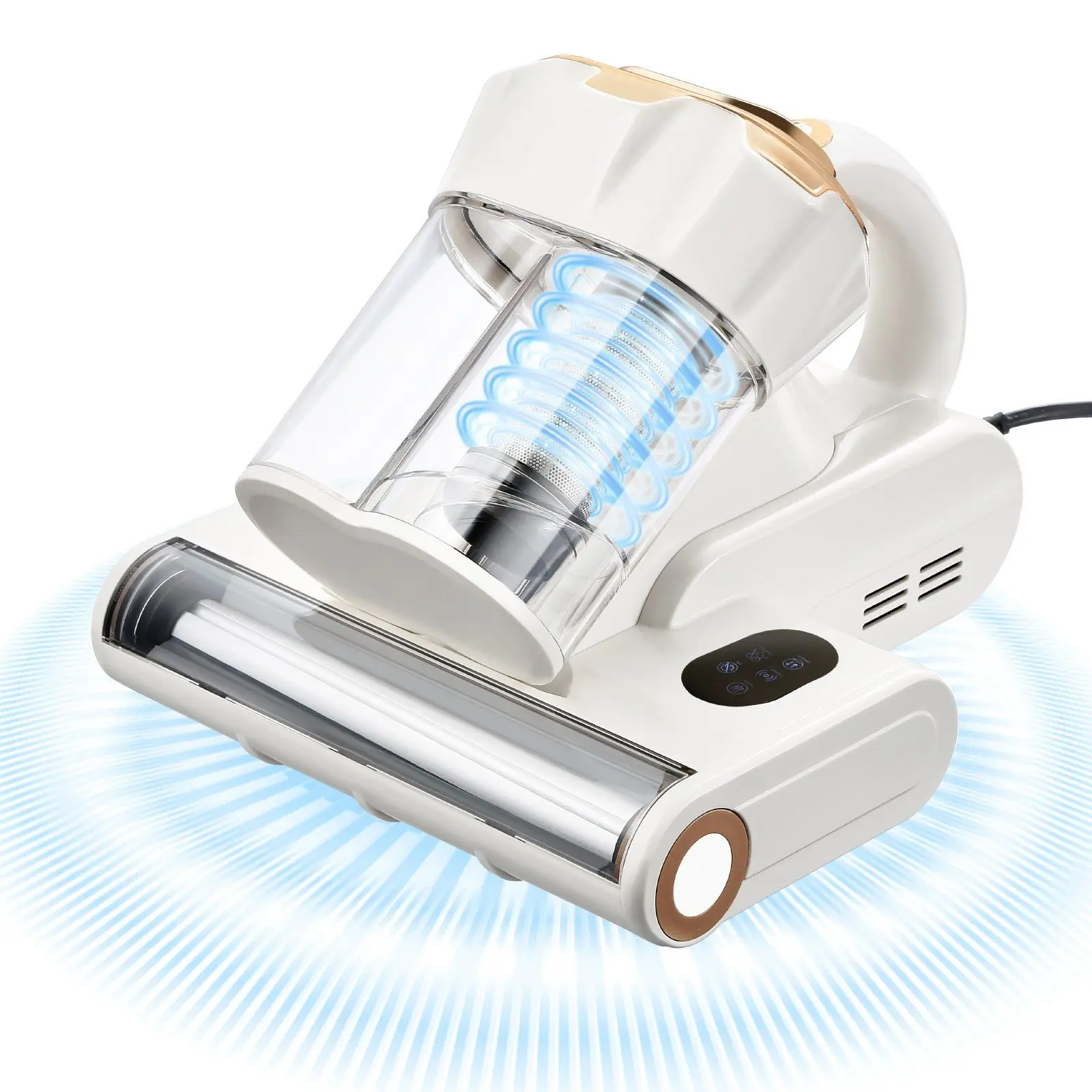 

550W Mattress Vacuum – 18Kpa Suction, Dual Dustbin, HEPA Filter, Heating, UV Light – Handheld for Beds & Sofas (Corded, White)