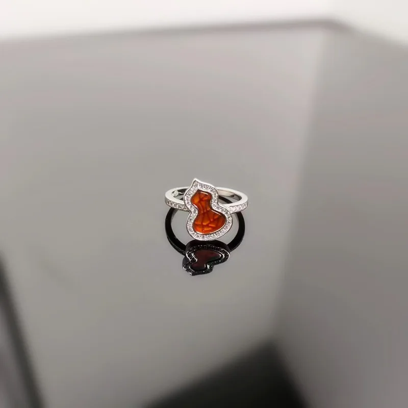 High edition Gourd Couple Ring 925 Sterling silver natural chalchalide Black agate ring Brand jewelry gift