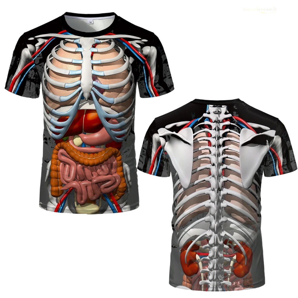 2024 New Halloween Style Viscera Graphic 3D Print T-shirts Horror Atmosphere Short-sleeved Tops Children's Fashion Men Clothes