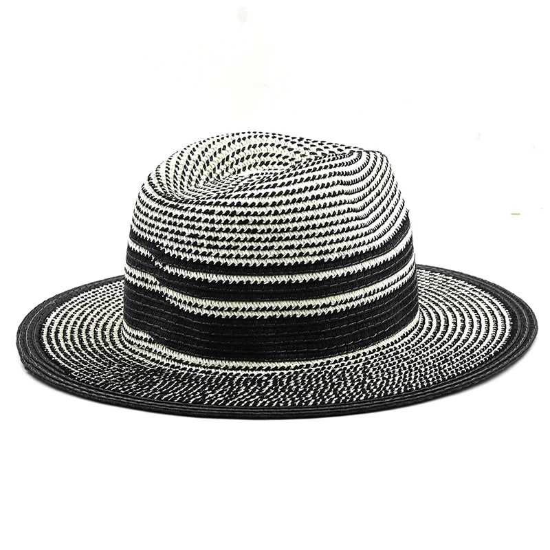 stripe Panama Hat Summer Sun Hats For Women Men Beach Straw Hat Fashion UV Sun Protection Travel Cap Chapeu Feminino 2022