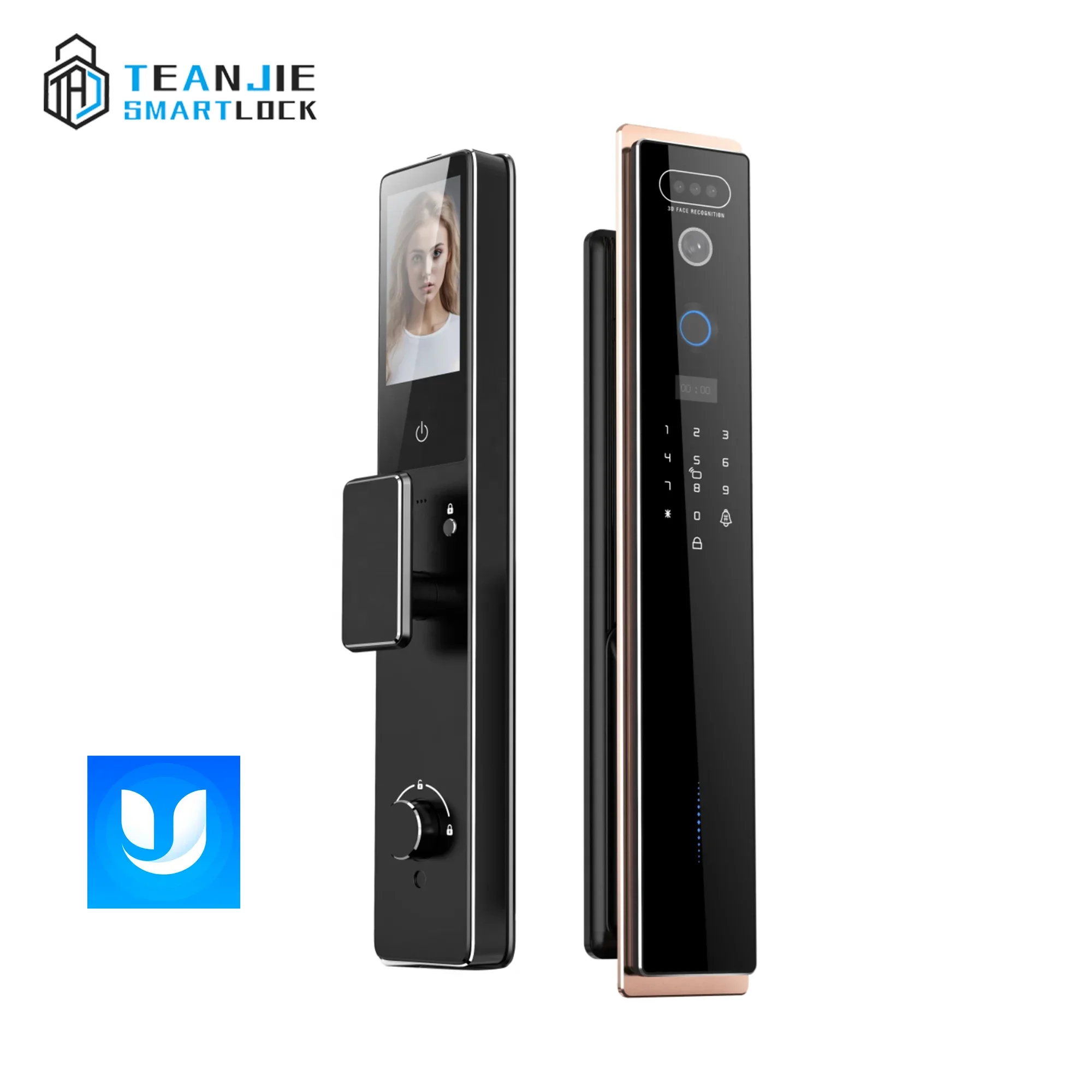 Smart WiFi Security Door Lock With Facial Recognition Fingerprint & Password Anti-Theft Auto-Lock Cloud Data Storage Option
