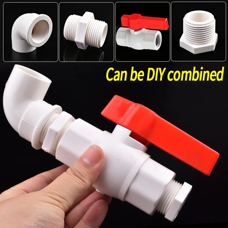 1/2~1 Inch Female Male Thread Straight Elbow Tee Cap Valve Connector Garden Irrigation  Joint Aquarium Fish Tank Water Adapter