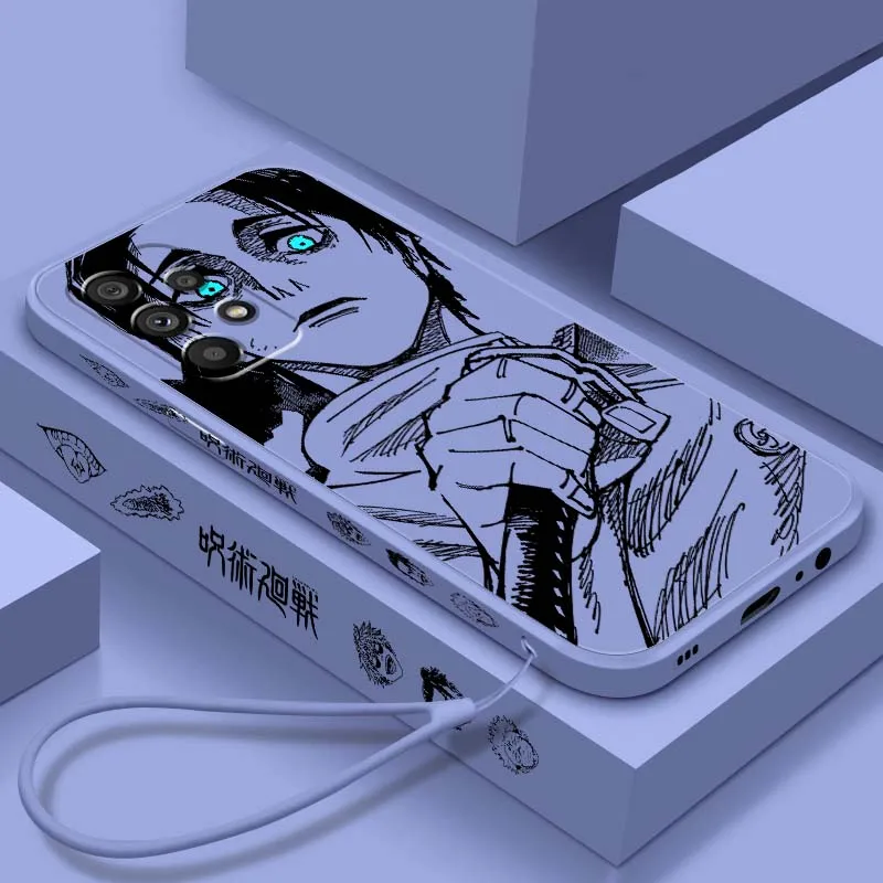 Luxury Jujutsu Kaisen Comic For Samsung 20 10 A72 A71 A56 A55 A54 A53 A52 A51 A42 A41 A36 A35 A34 Liquid Left Rope Phone Case