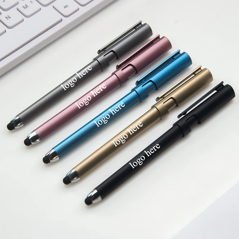 100PCS Free Customized Logo Gel Pen Multifunctional Signature Pen with Phone Holder Stylus Pens Business / Stationery Gift