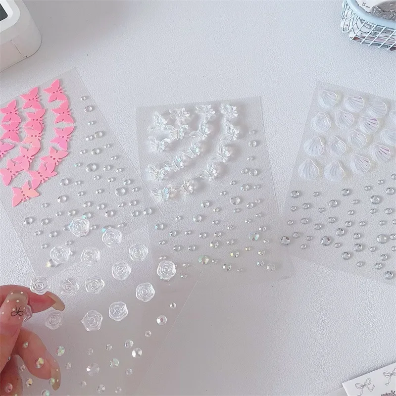 Shiny Aurora Butterfly Stickers Diamond Face Eye for Princess Style Student Stage Gift Colorful Decoration Craft